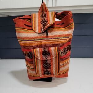 Striped Multicolor Boho Mexixan  Backpack Tote Bag